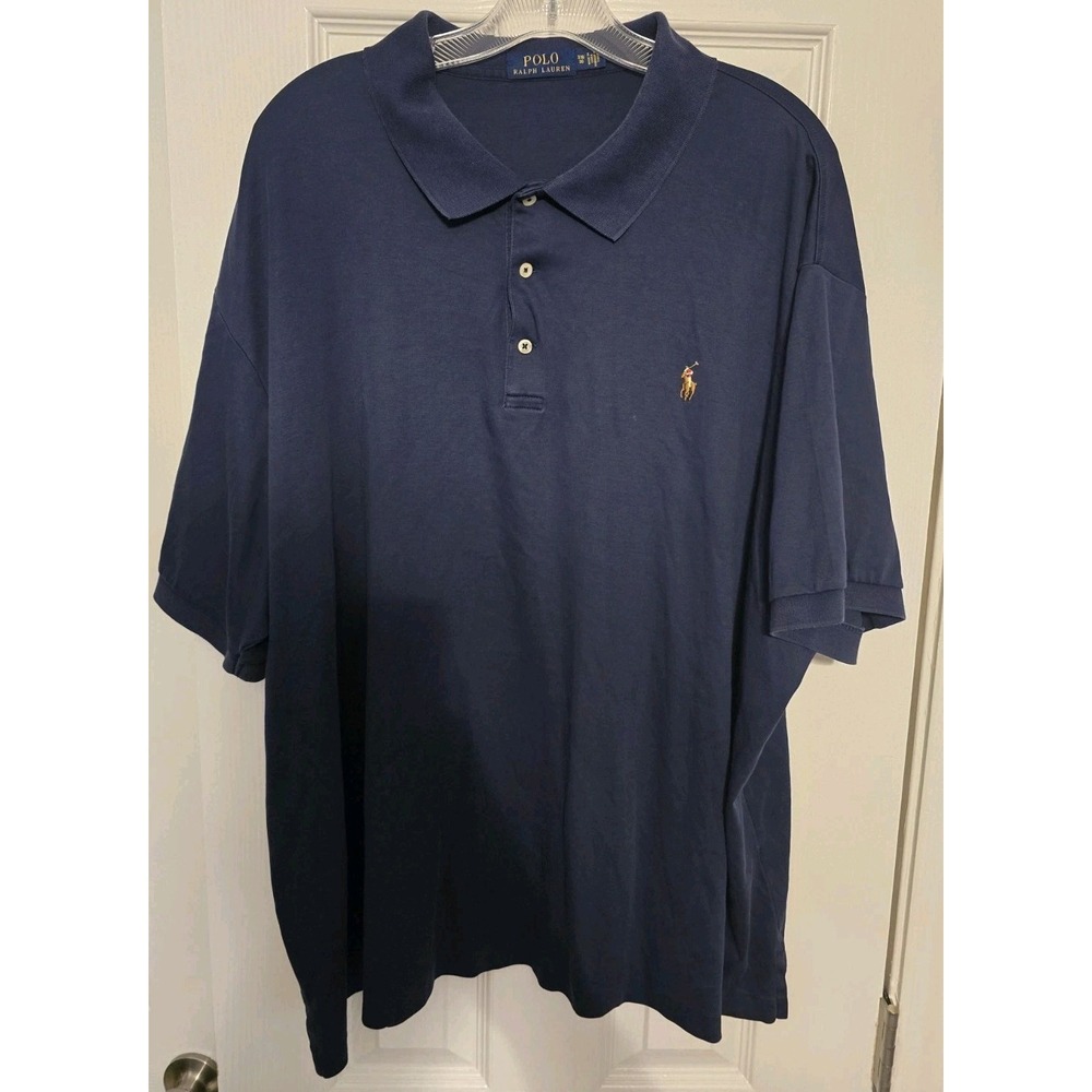 Polo Ralph Lauren Shirt Mens 3XB Dark Blue Short Sleeve Flesh Pony Collar Golf